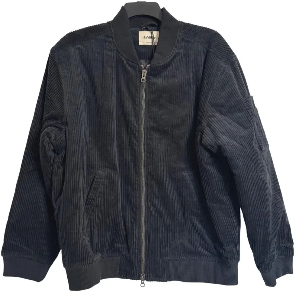 Label Go To Coudroy Size Large Black Jacket NWT Full Zip Bomber